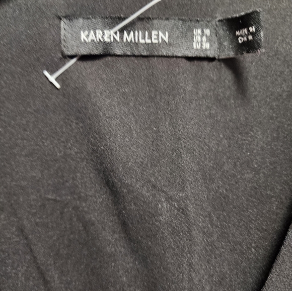Karen Millen Black Assymetric Wrap Dress Size 6 US - Picture 3 of 14